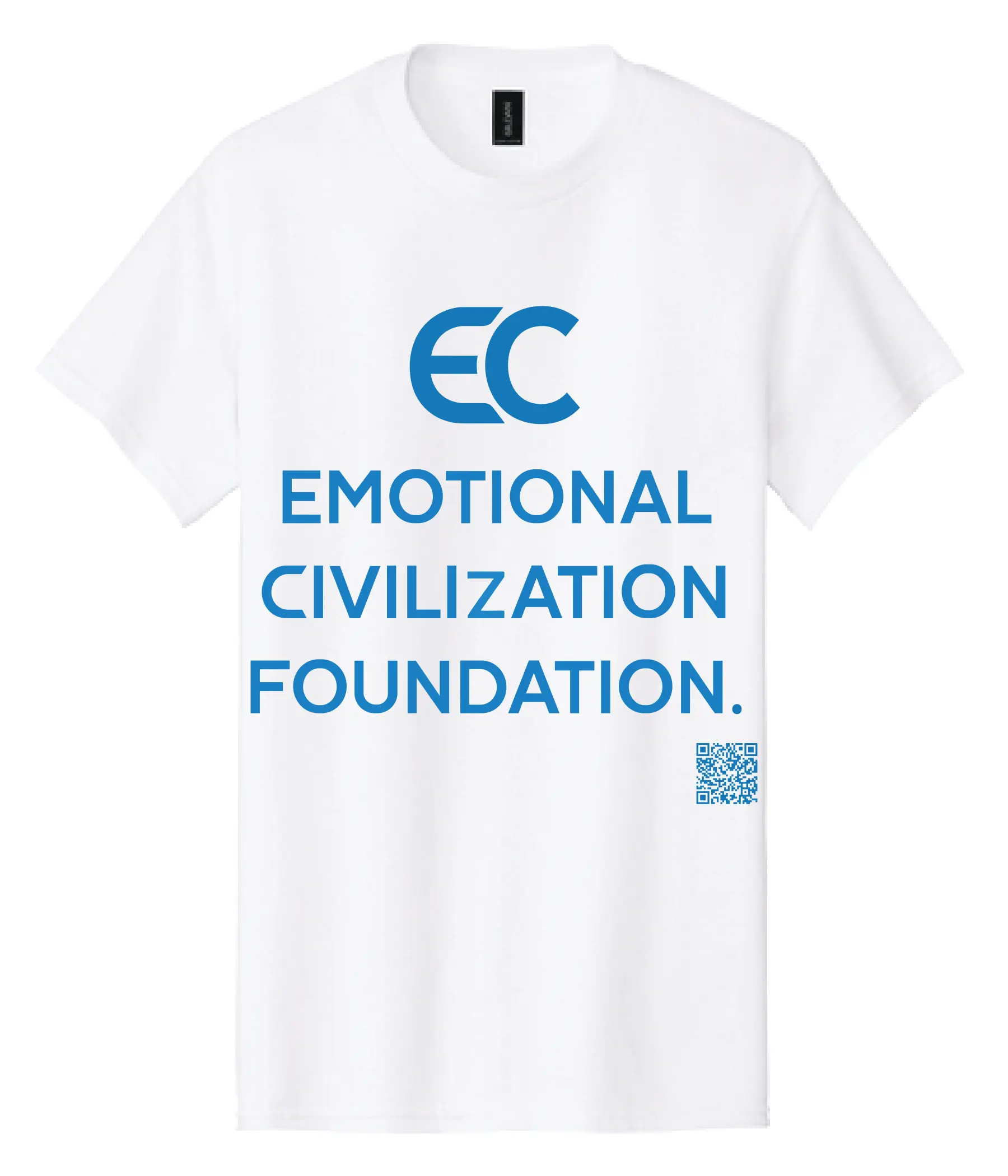 White T-shirt with blue text for Emotional Civilization Foundation.